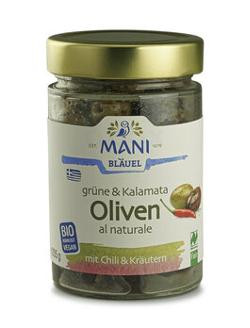 Produktfoto zu Grüne & Kalamata Oliven mit Chili & Kräutern 205g